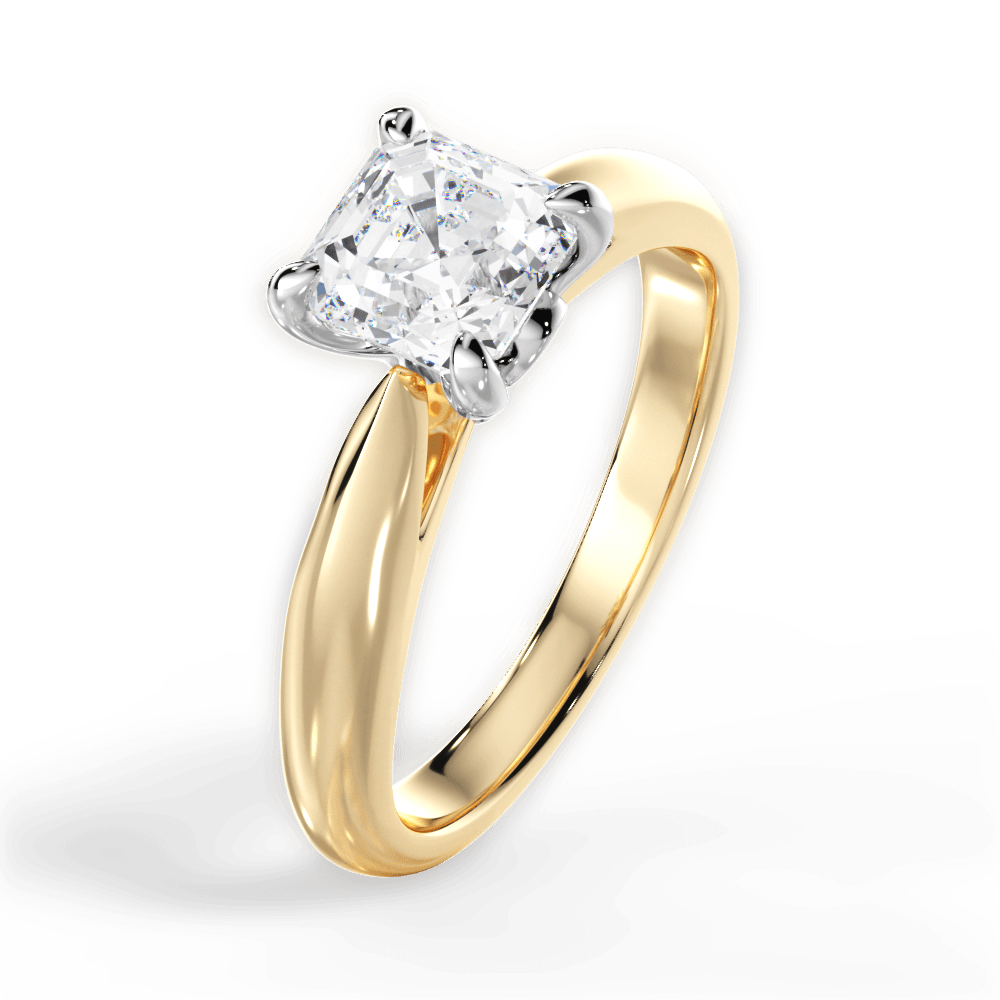 Beverly Asscher Cut Lab Grown Diamond 18Kt Yellow Gold Engagement Ring - View 4