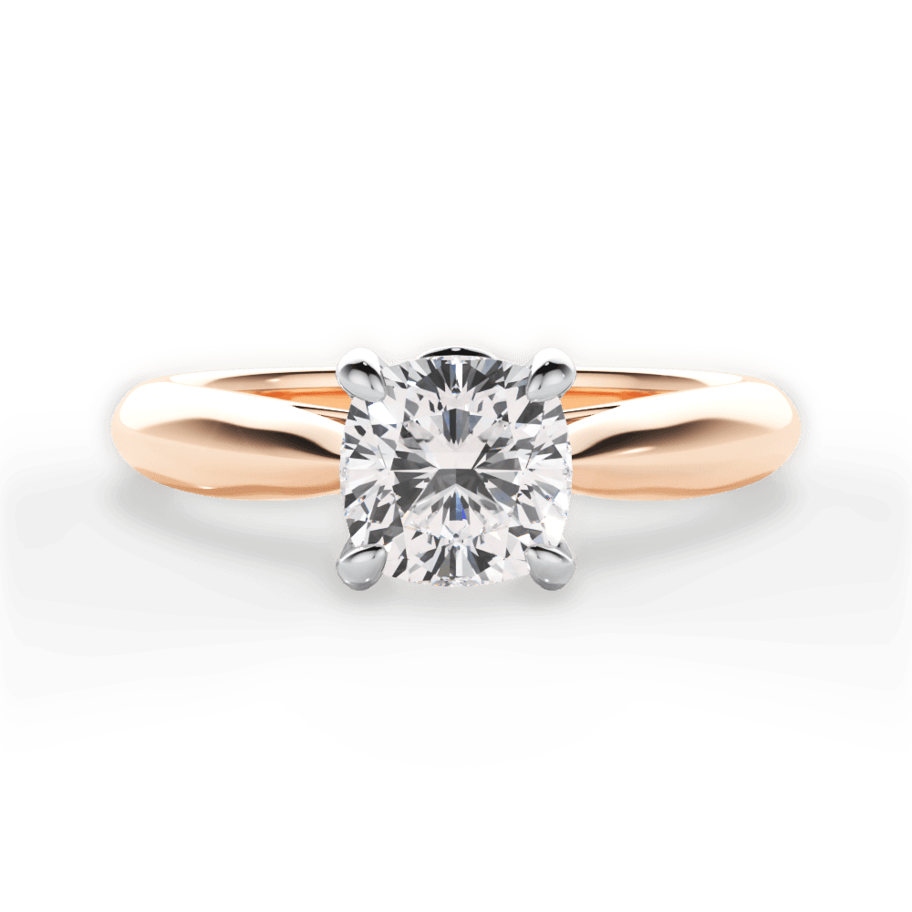 Beverly Cushion Cut Lab Grown Diamond 18Kt Rose Gold Engagement Ring
