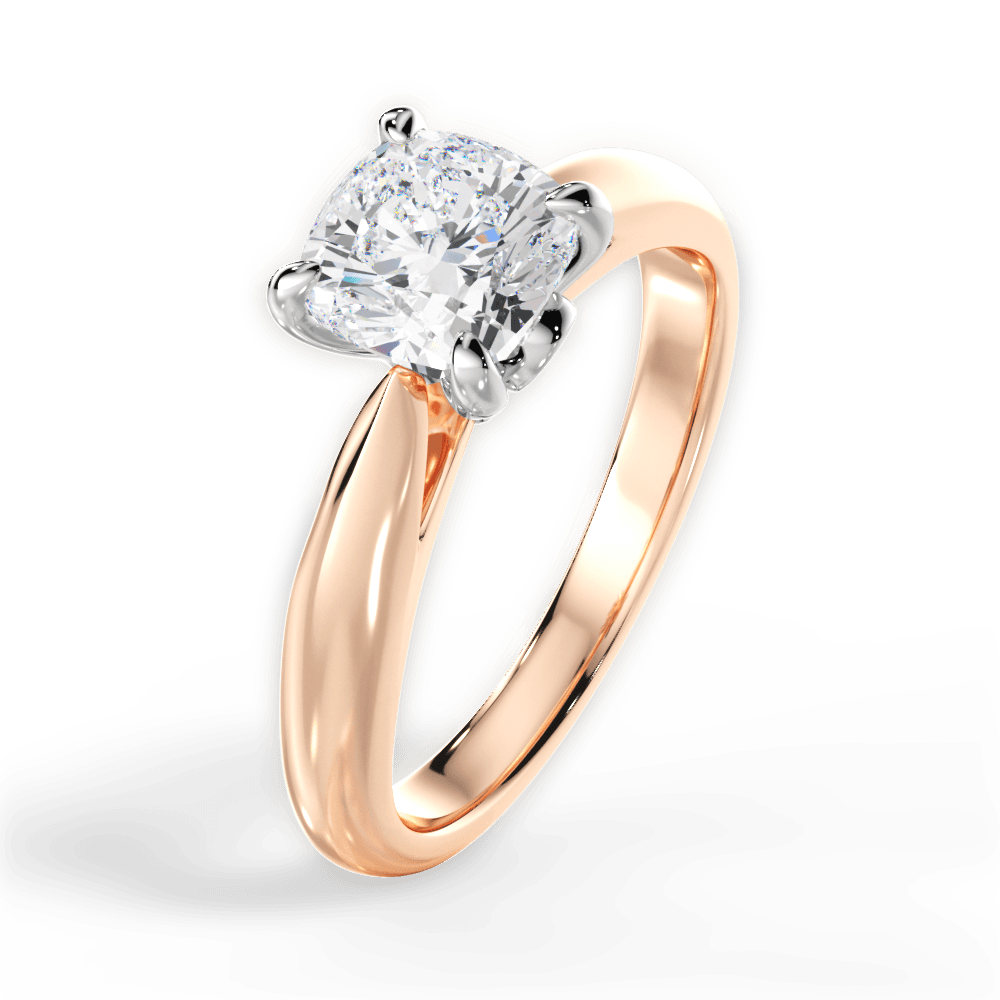 Beverly Cushion Cut Lab Grown Diamond 18Kt Rose Gold Engagement Ring - View 4