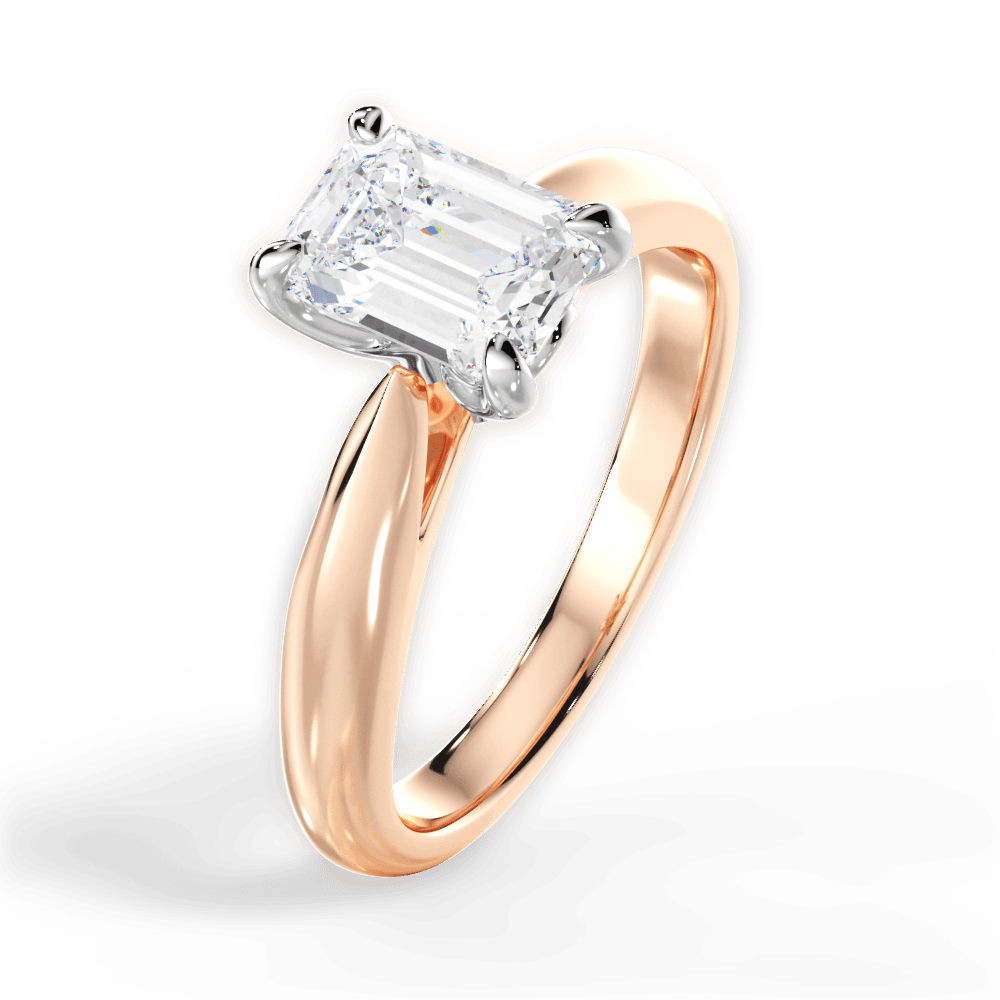 Beverly Emerald Cut Lab Grown Diamond 18Kt Rose Gold Engagement Ring - View 3