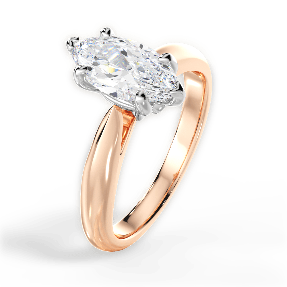 Beverly Marquise Cut Lab Grown Diamond 18Kt Rose Gold Engagement Ring - View 3