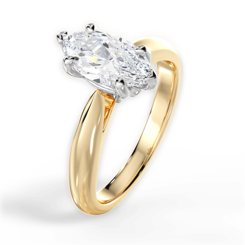 Beverly Marquise Cut Lab Grown Diamond 18Kt Yellow Gold Engagement Ring - View 3