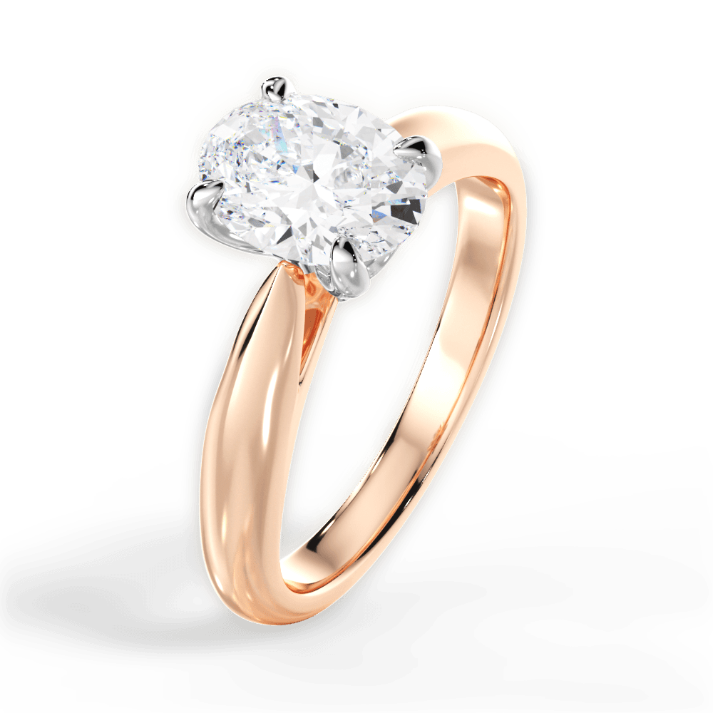 Beverly Oval Cut Lab Grown Diamond 18Kt Rose Gold Engagement Ring - View 2
