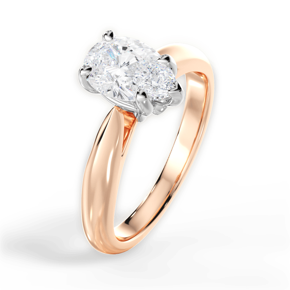 Beverly Pear Cut Lab Grown Diamond 18Kt Rose Gold Engagement Ring - View 4