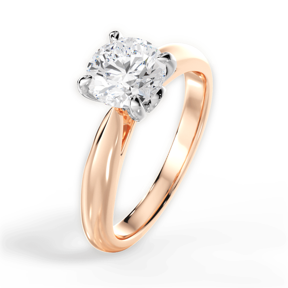 Beverly Round Cut Lab Grown Diamond 18Kt Rose Gold Engagement Ring - View 2