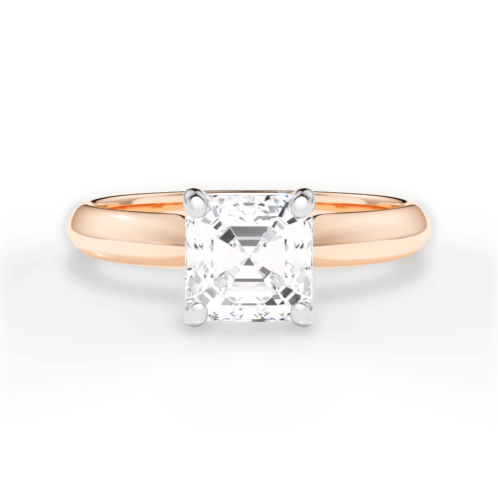 Aria Asscher Cut Lab Grown Diamond 18Kt Rose Gold Engagement Ring