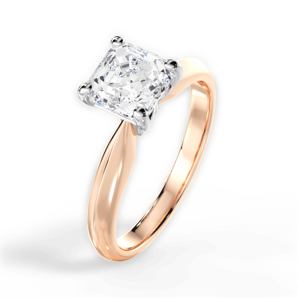 Aria Asscher Cut Lab Grown Diamond 18Kt Rose Gold Engagement Ring - View 4