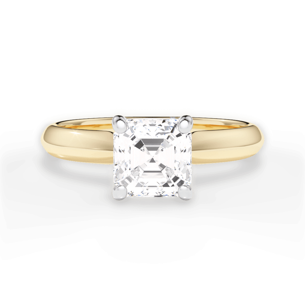 Aria Asscher Cut Lab Grown Diamond 18Kt Yellow Gold Engagement Ring