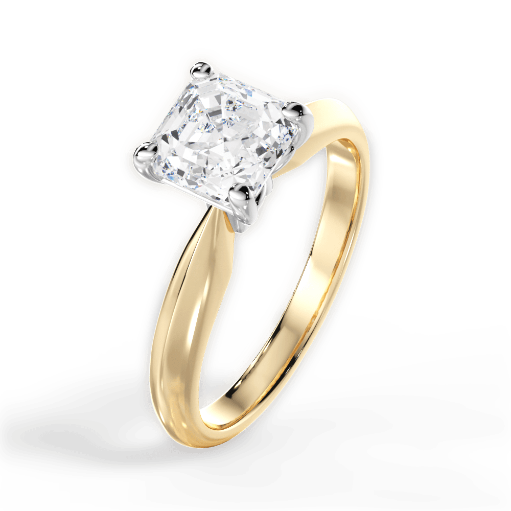 Aria Asscher Cut Lab Grown Diamond 18Kt Yellow Gold Engagement Ring - View 4