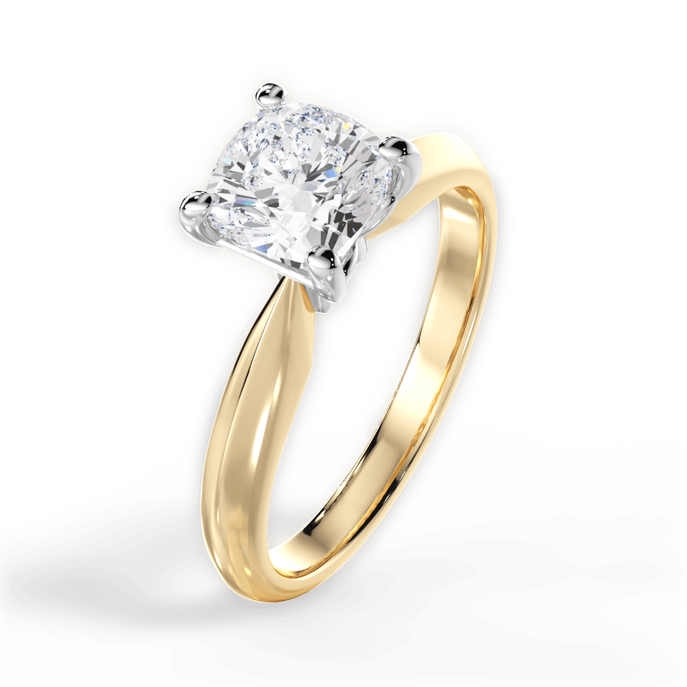 Aria Cushion Cut Lab Grown Diamond 18Kt Yellow Gold Engagement Ring - View 4