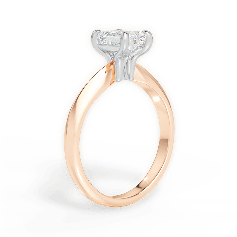 Aria Emerald Cut Lab Grown Diamond 18Kt Rose Gold Engagement Ring - View 2