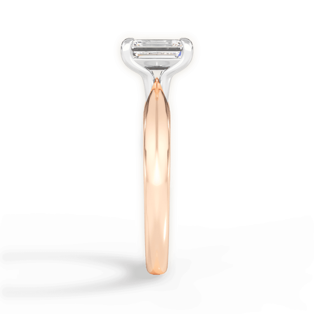 Aria Emerald Cut Lab Grown Diamond 18Kt Rose Gold Engagement Ring - View 3
