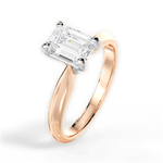 Aria Emerald Cut Lab Grown Diamond 18Kt Rose Gold Engagement Ring - View 4