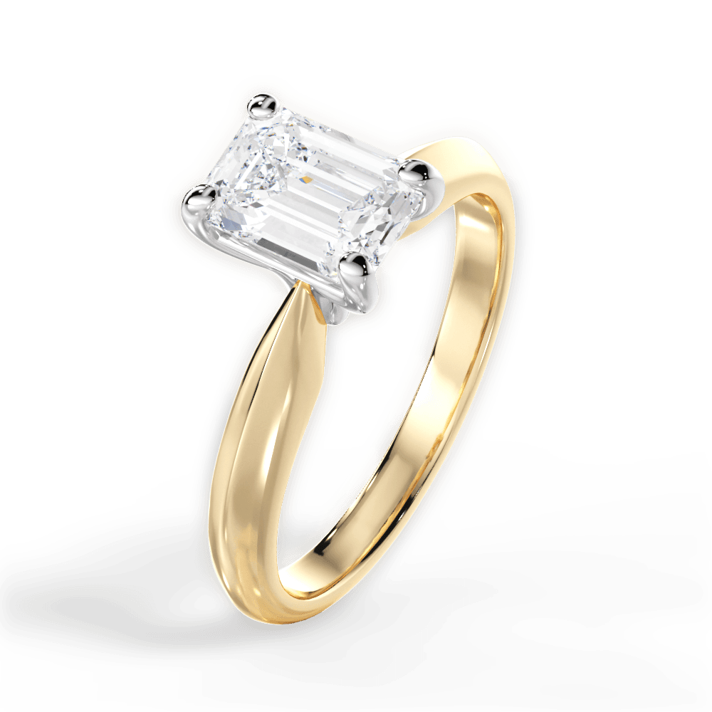 Aria Emerald Cut Lab Grown Diamond 18Kt Yellow Gold Engagement Ring - View 2