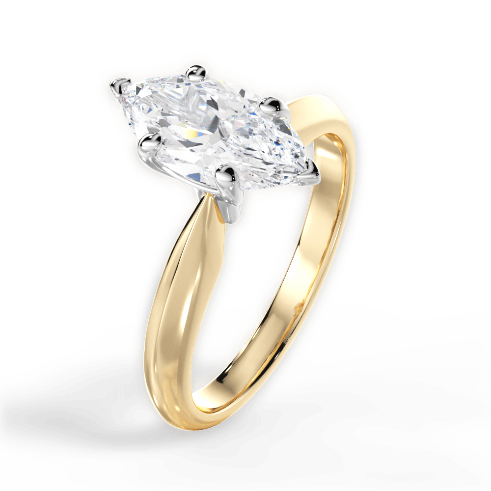 Aria Marquise Cut Lab Grown Diamond 18Kt Yellow Gold Engagement Ring - View 2