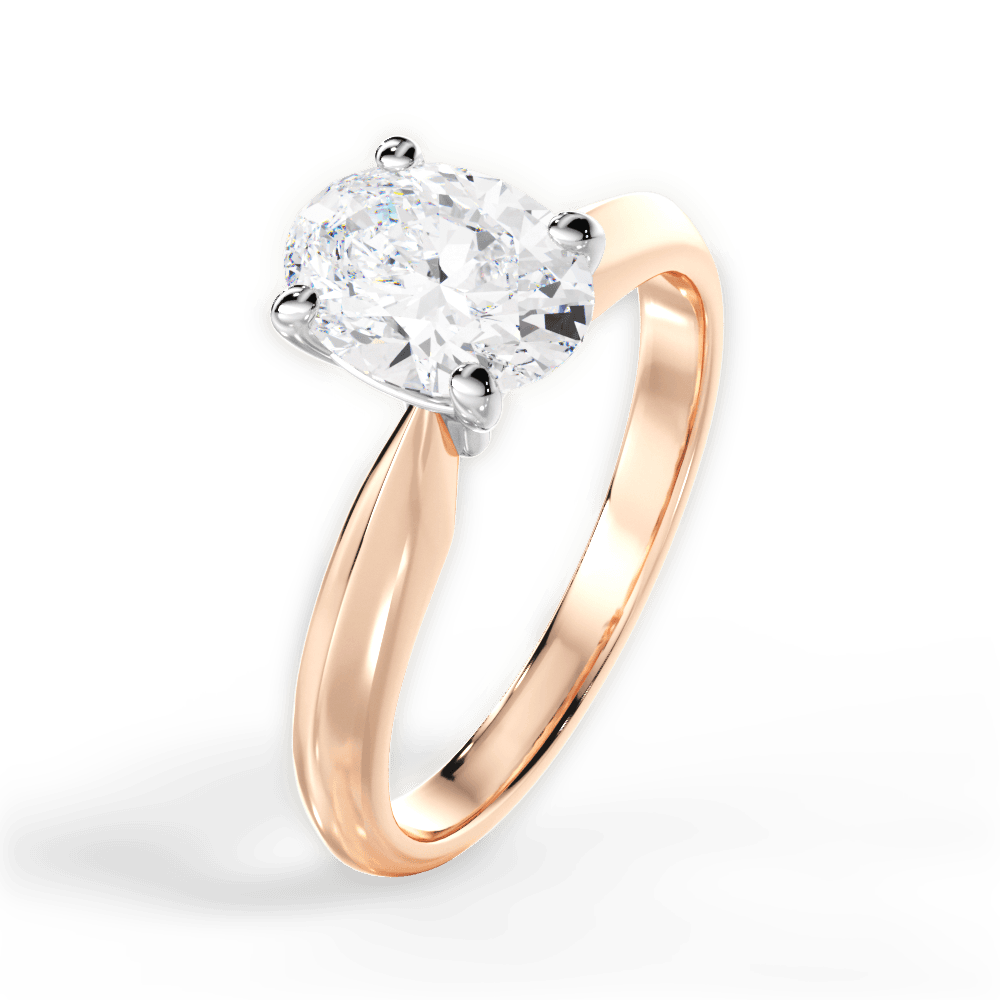 Aria Oval Cut Lab Grown Diamond 18Kt Rose Gold Engagement Ring - View 3