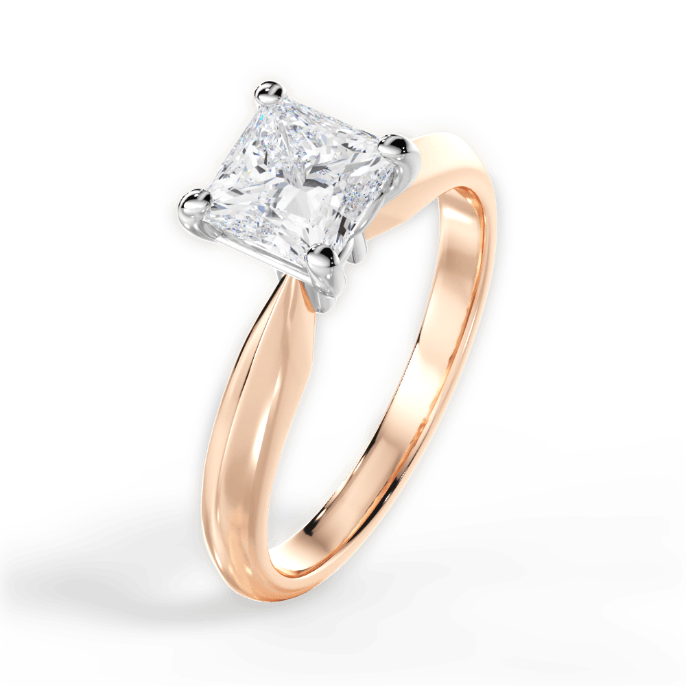 Aria Princess Cut Lab Grown Diamond 18Kt Rose Gold Engagement Ring - View 3
