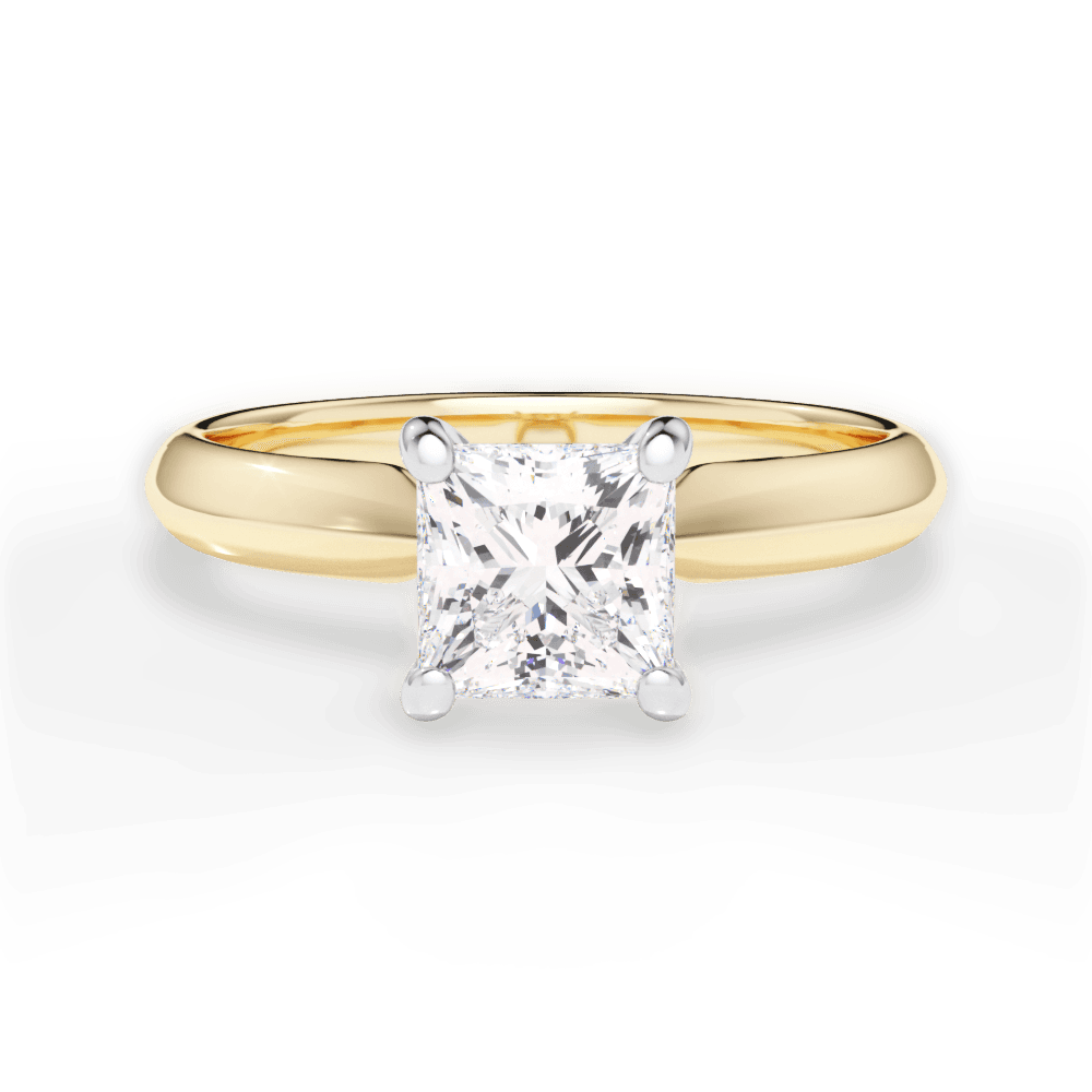 Aria Princess Cut Lab Grown Diamond 18Kt Yellow Gold Engagement Ring