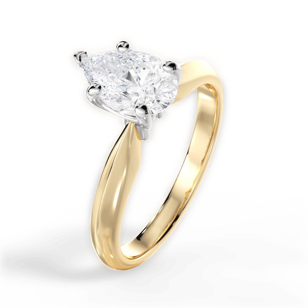 Aria Pear Cut Lab Grown Diamond 18Kt Yellow Gold Engagement Ring - View 4