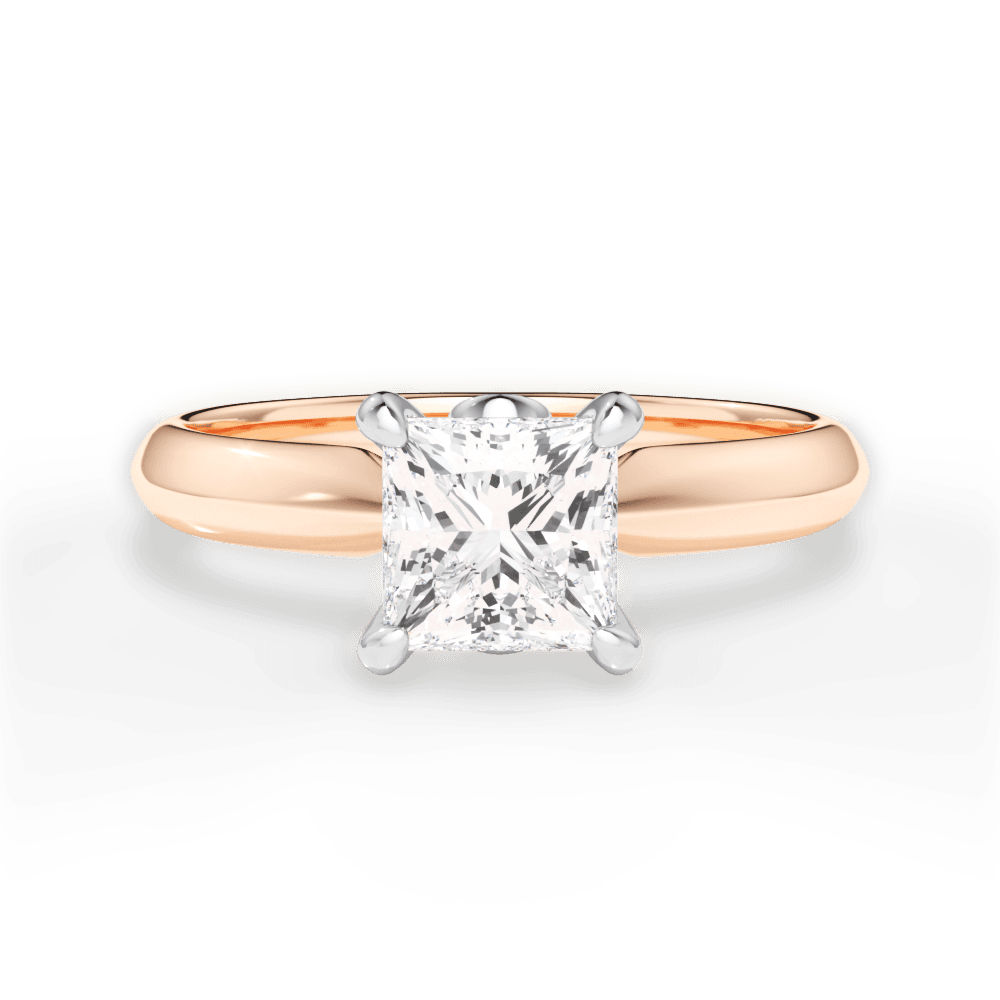 Amanda Princess Cut Lab Grown Diamond 18Kt Rose Gold Engagement Ring