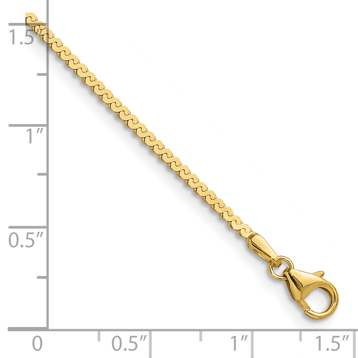 Leslie's 14K Serpentine Chain Bracelet - 7 in / 1.55 mm