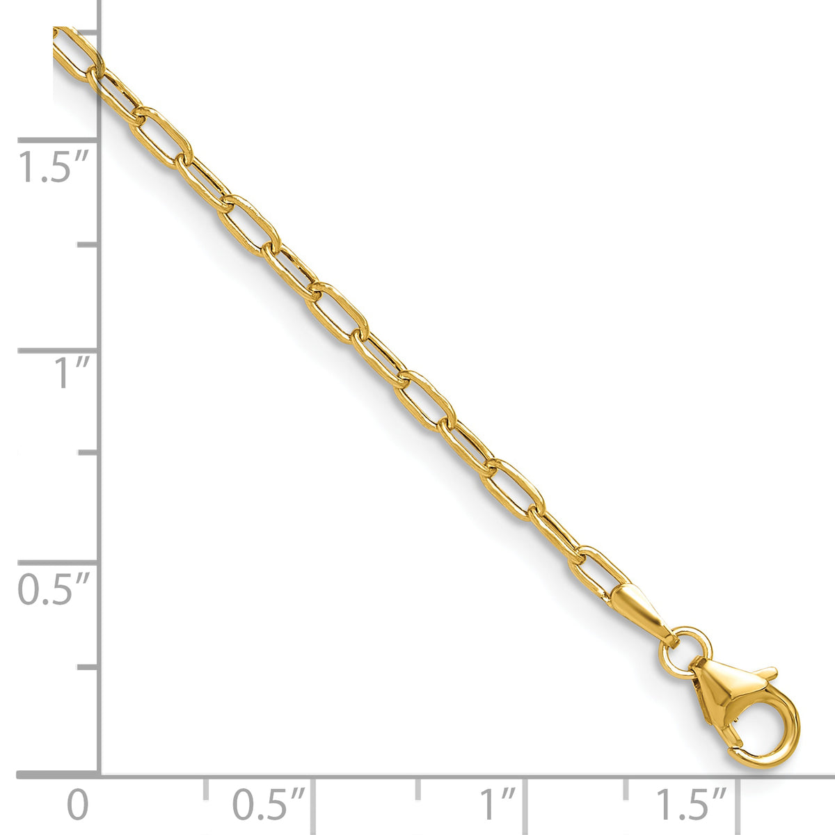 Leslie's 14k Semi-Solid Diamond-Cut Paperclip Chain Bracelet - 7 in / 2.2 mm
