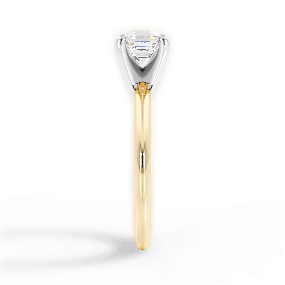 Alicia Asscher Cut Lab Grown Diamond 18Kt Yellow Gold Engagement Ring - View 2
