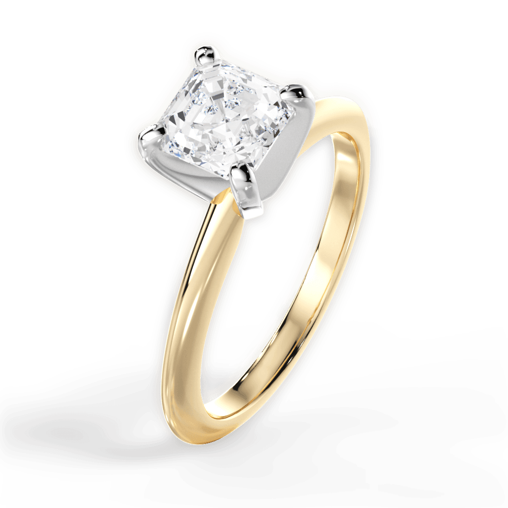 Alicia Asscher Cut Lab Grown Diamond 18Kt Yellow Gold Engagement Ring - View 4