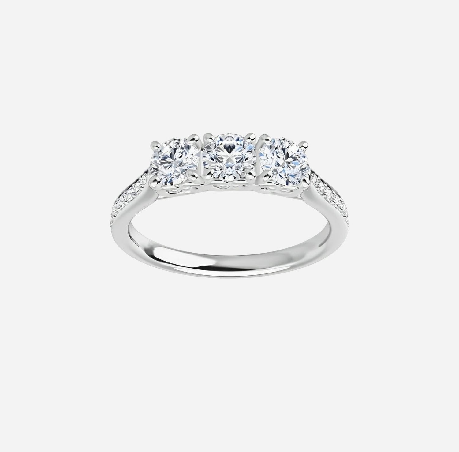 Diamond band 3 stone ring lab grown diamonds