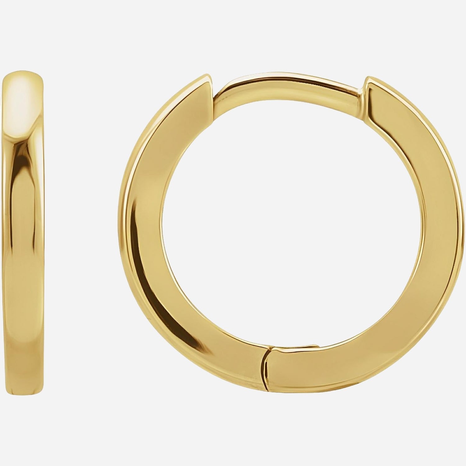 14K Yellow Hinged 12.5 mm Hoop Earrings