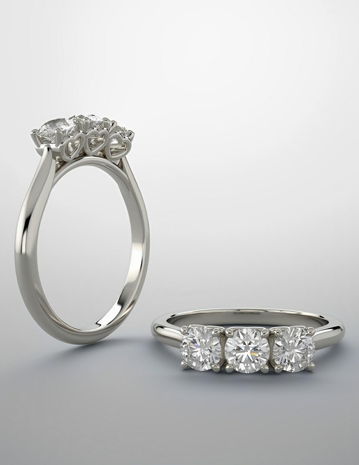 Diamond band 3 stone ring continuum silver