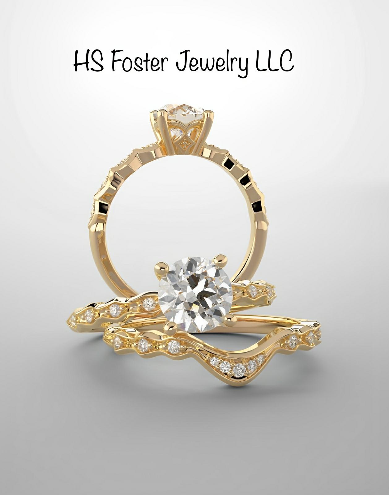 Yellow gold bridal set featuring lab grown diamonds.