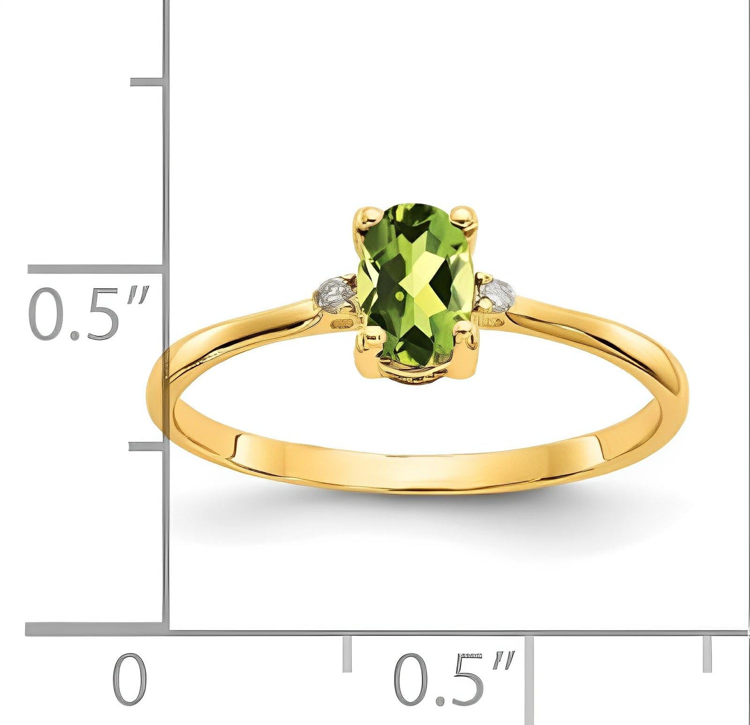 Peridot and diamond color gem ring
