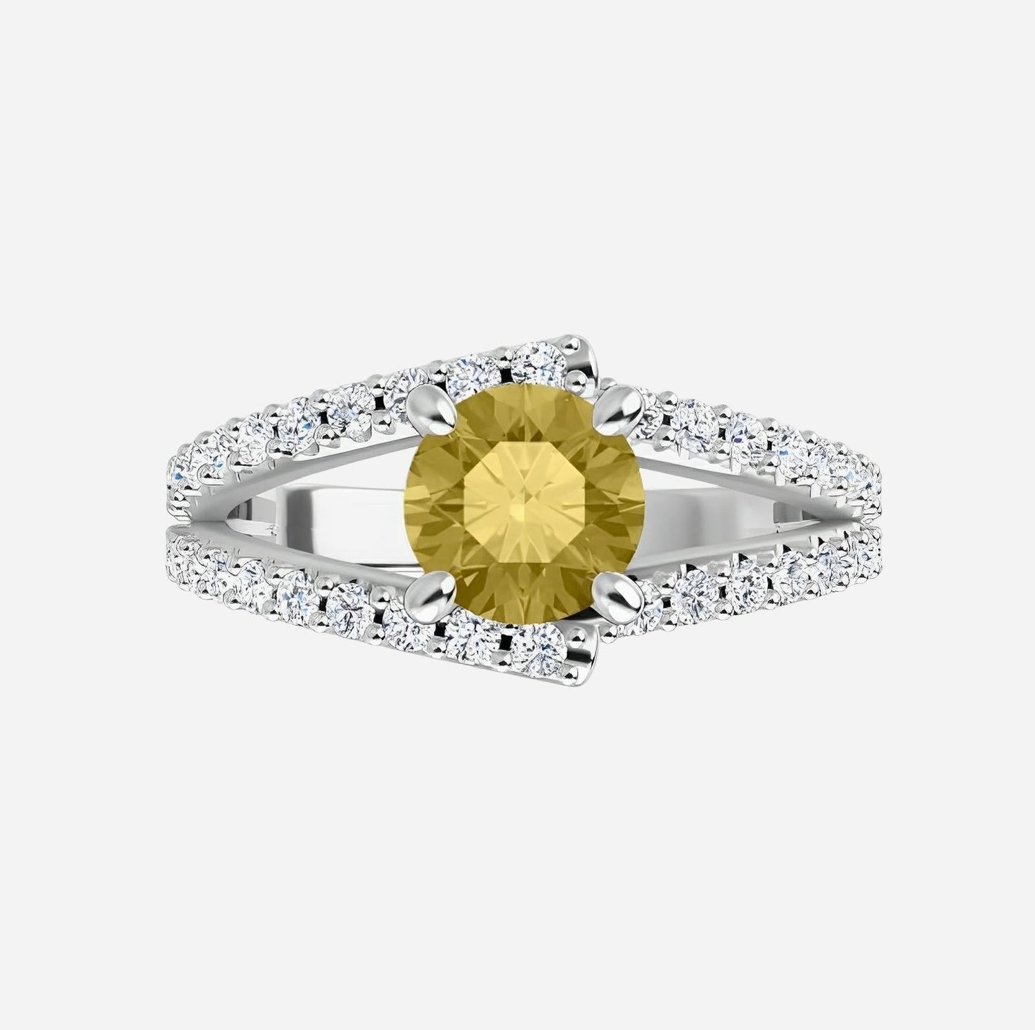 Yellow sapphire ring with 3/4ctw natural diamonds