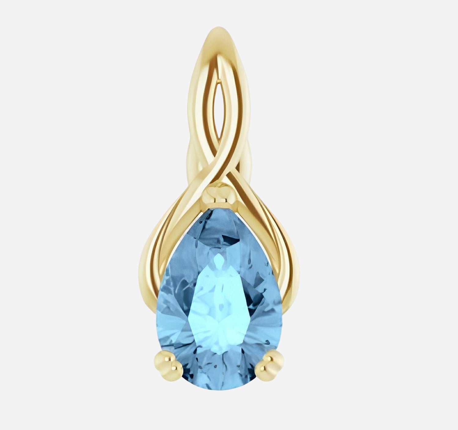 White gold pendant with imitation aquamarine