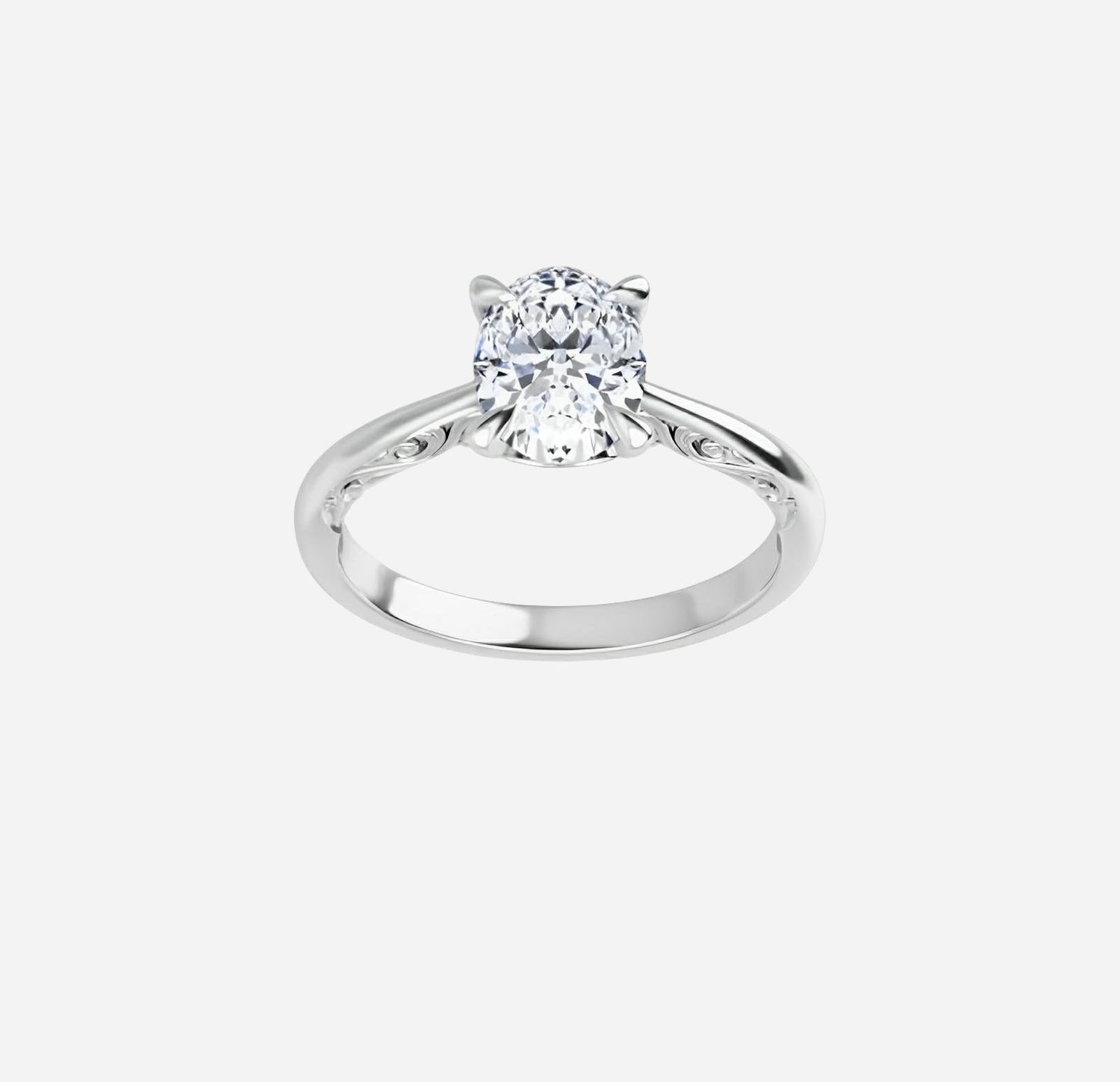 Bridal set, engagement ring, rose gold and oval diamond