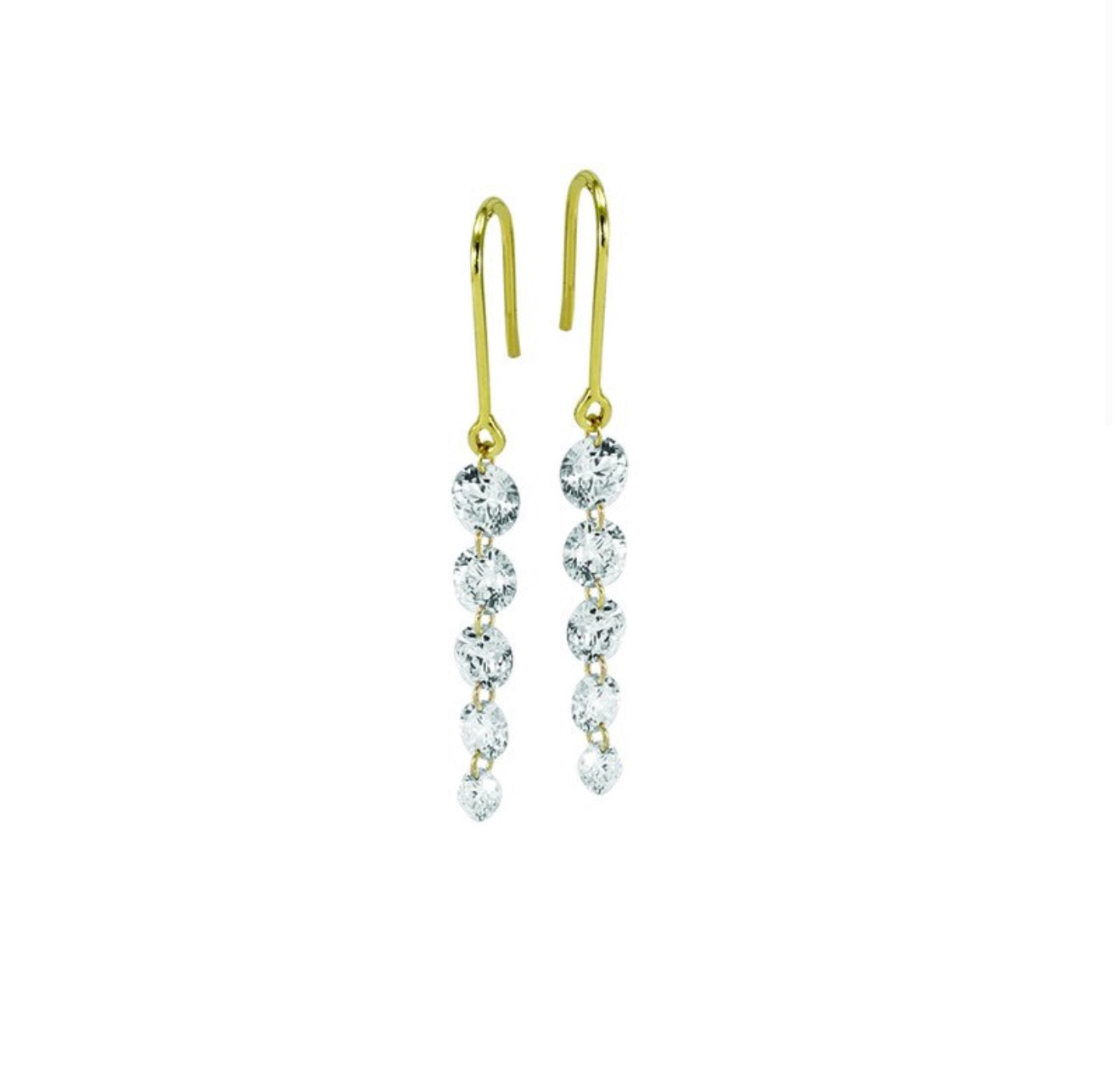 4.00 Ctw 14Kt Yellow Gold Round Drill Graduating Earring