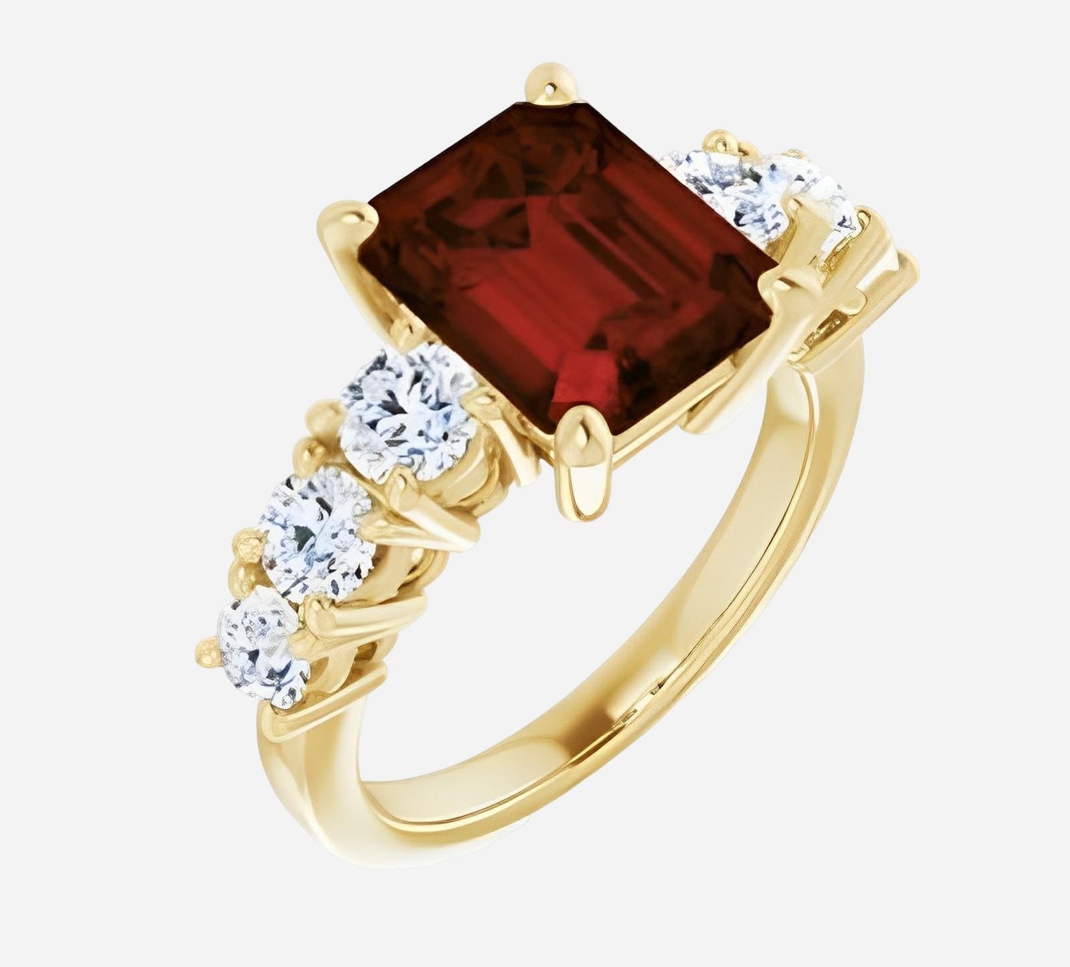 Red garnet ring & with 1 1/4ctw diamonds