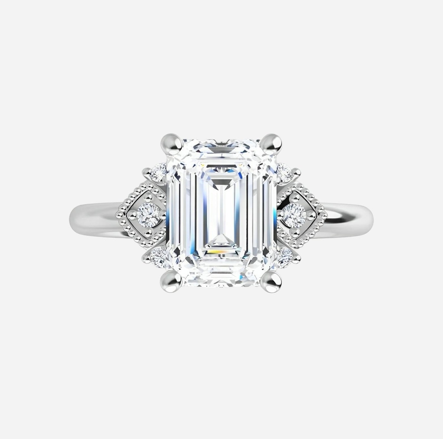 Bridal set engagement ring in rose gold and diamond