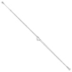 14k White Gold Double Strand Chain Twisted Heart Anklet with 1 inch Extender, view 2 - 10-11 in