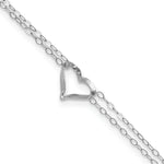 14k White Gold Double Strand Chain Twisted Heart Anklet with 1 inch Extender - 9-10 in