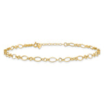 Gold Fancy Link Anklet with 1 inch extensions - 14k Yellow Gold