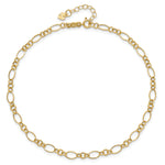 Gold Fancy Link Anklet with 1 inch extensions - 14k Yellow Gold