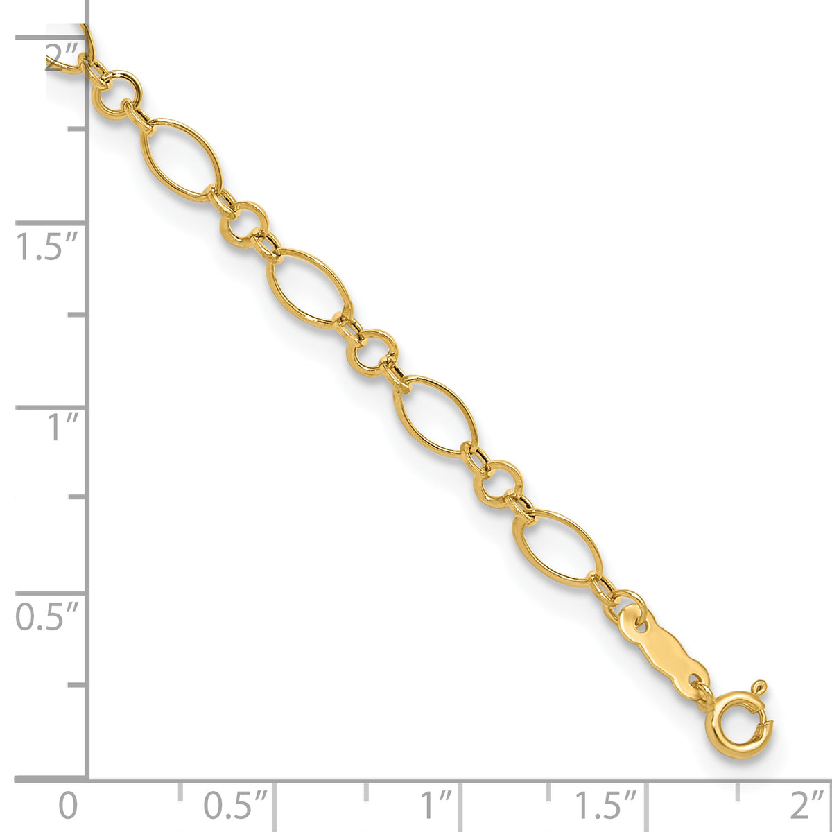 Gold Fancy Link Anklet with 1 inch extensions - 14k Yellow Gold