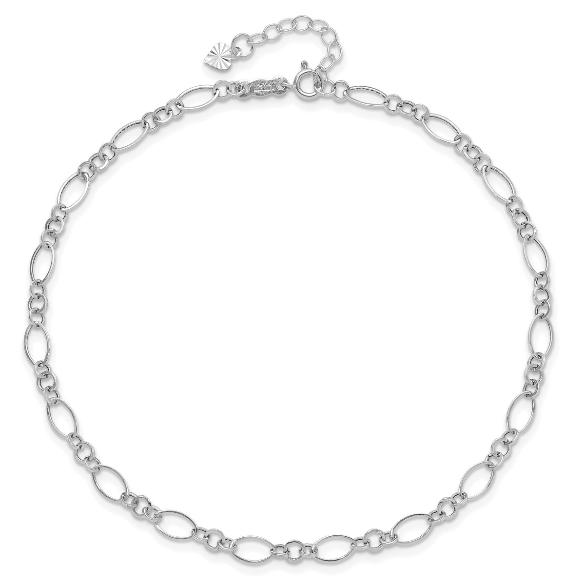 Gold Fancy Link Anklet with 1 inch extensions - 14k White Gold