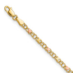 14k Two-Tone Gold Polished and Satin Rose-plated X-and-Heart Anklet - 10 in