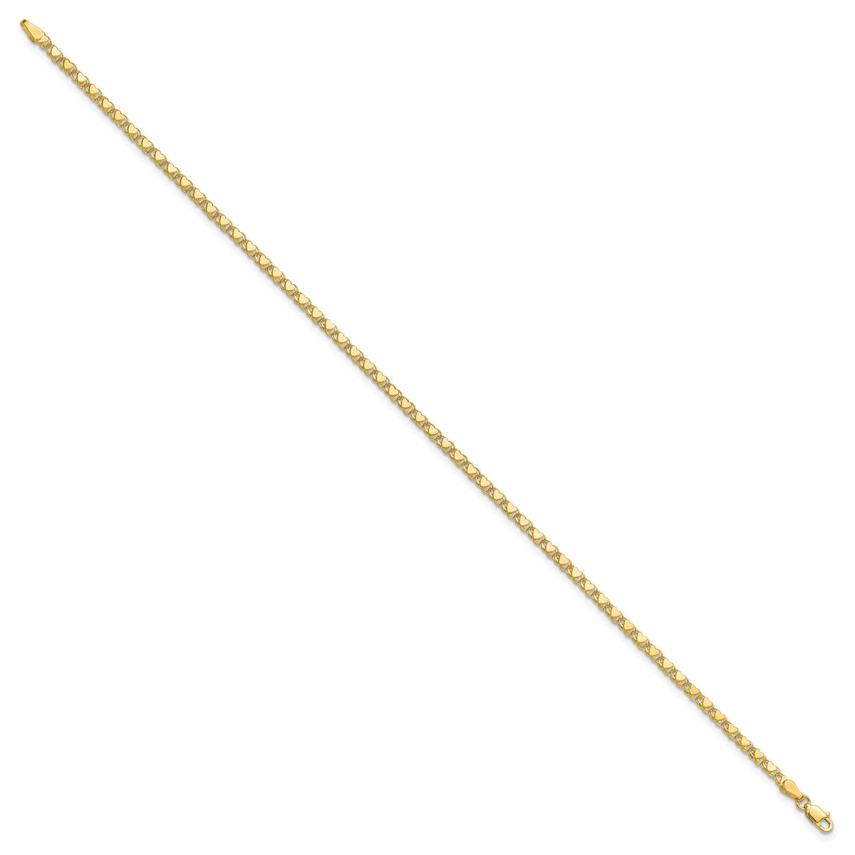 14k Yellow Gold Polished Double-Sided Heart Bracelet, view 2 - 5.5 in