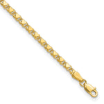 14k Yellow Gold Polished Double-Sided Hearts Double Link Anklet - 10 in