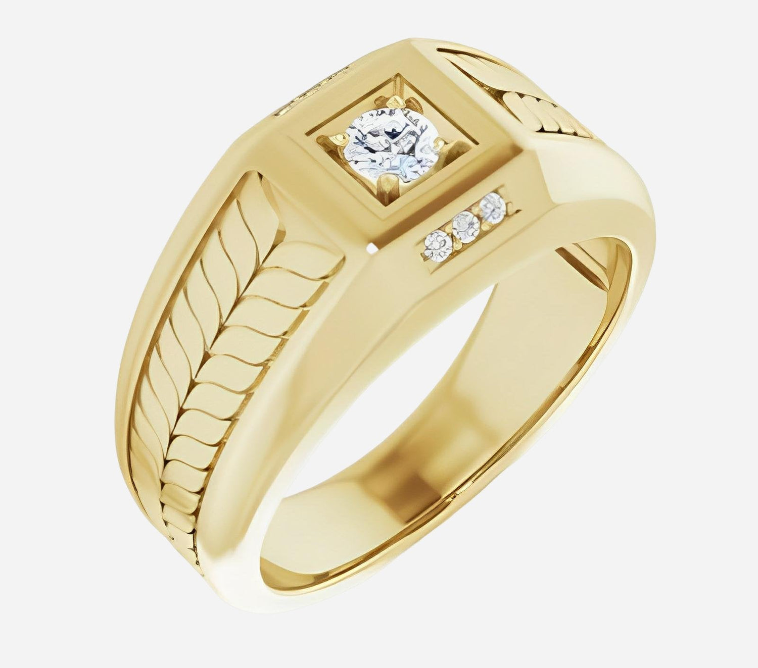 Diamond ring, men’s white gold & diamond