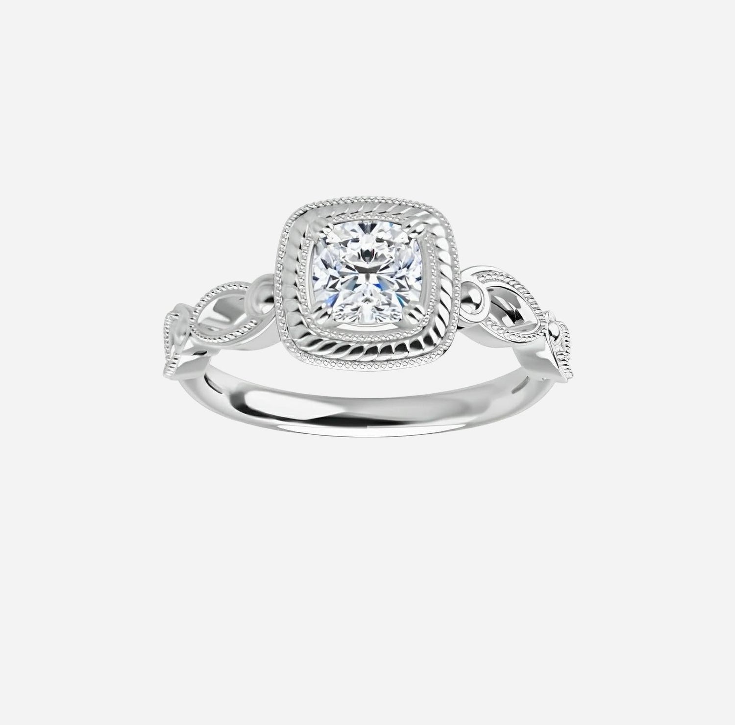 Diamond ring, yellow gold and moissanite fashion engagement ring